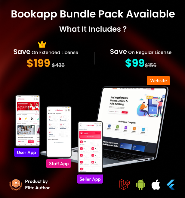 Bookapp - Service / Appointment Booking Management Mobile App for Sellers (Flutter)