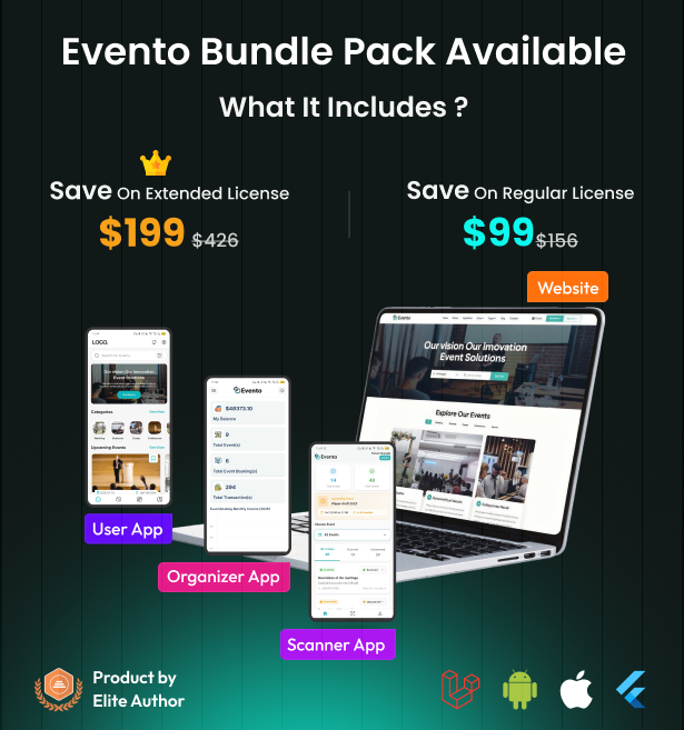 Evento Organizer Mobile App - Multivendor Event Management App for Event Organizers (Flutter)